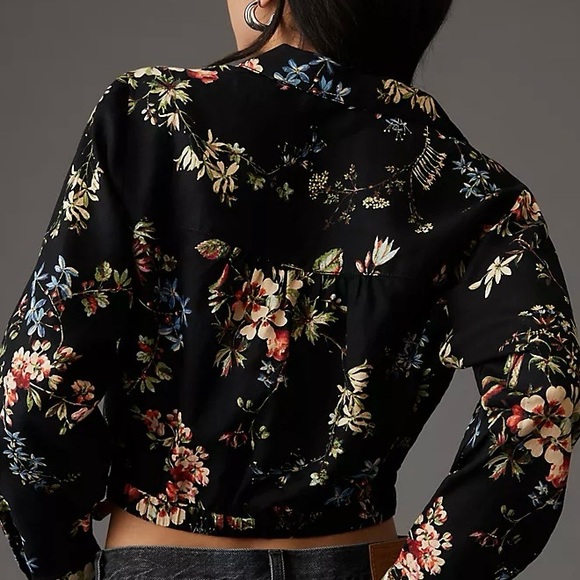 Anthropologie Pilcro Cropped Waist-Tie Blouse L - Picture 3 of 12